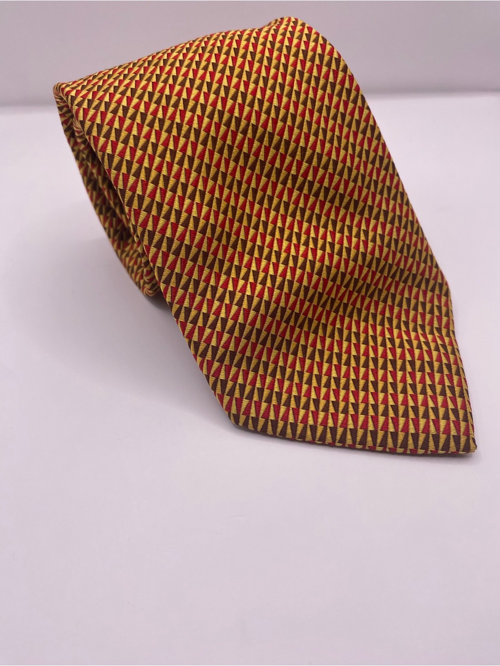 Valentino Men's Yellow and Red Geometric Silk Tie